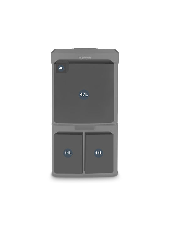 Les Collectors Waste Bin Waste made of Stainless Steel with Photocell Black 72lt 1pcs