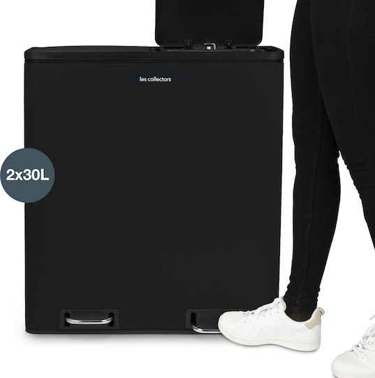 Les Collectors Coș De Gunoi Din Oțel Inoxidabil Cu Pedală Negru 30lt