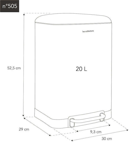 Les Collectors Les Collectors Mülleimer aus Inox mit Pedal Schwarz 20lt