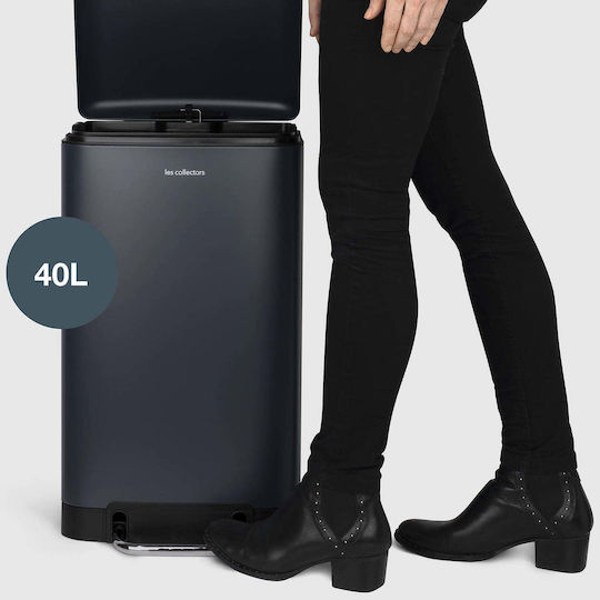 Les Collectors Coș De Gunoi Din Oțel Inoxidabil Cu Pedală Albastru 40lt