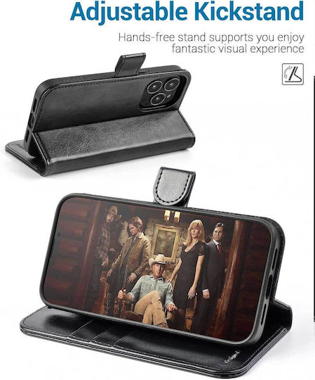 Premium Book Synthetic Leather / Leather / Silicone Black (iPhone 13 Pro Max)
