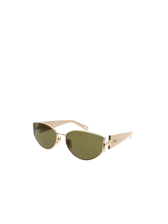 Chloe Women's Sunglasses with Gold Metal Frame and Green Lens CH0260S-003