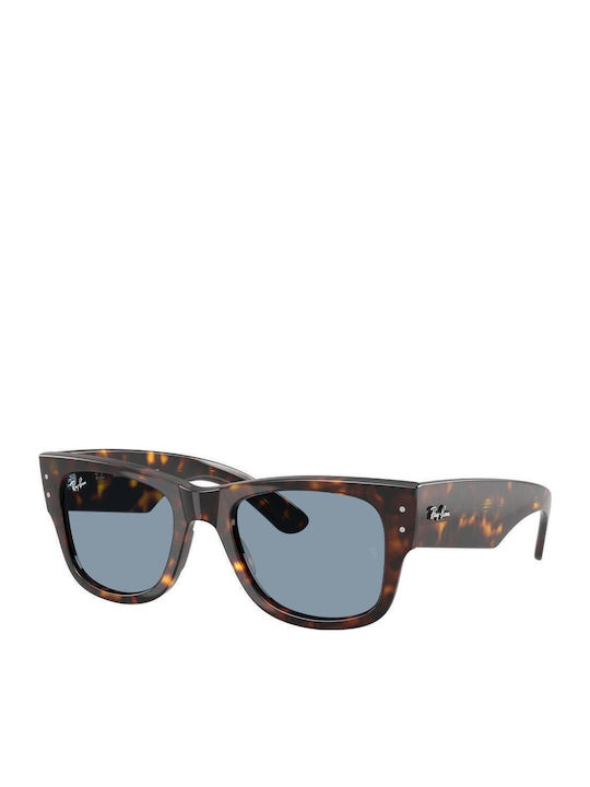Ray Ban Mega Wayfarer Unisex Ochelari de soare cu Maro Tortoise Cadru și Albastru Lentilă RB0840S 902/56