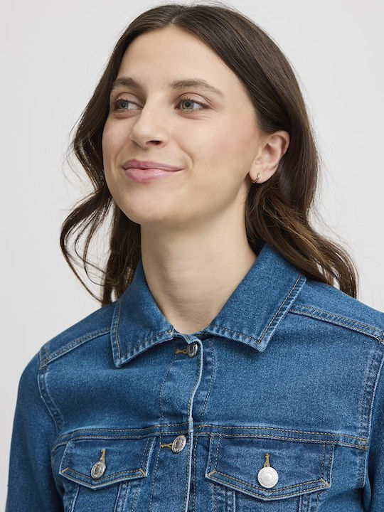 Kurze Damen Jean Jacke Blau