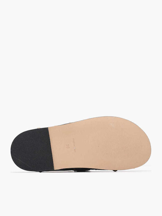 Leder Mules mit Absatz in Schwarz Farbe