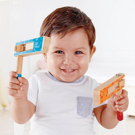 Hape Ξύλινο Κρουστό Ροκάνα Happy Noisemaker Κόκκινο - Πορτοκαλί για 3+ Ετών