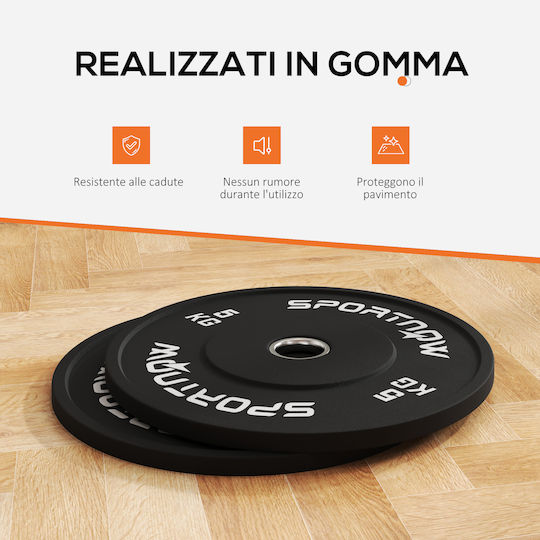 Sportnow Scheibenset Olympischen Typs Gummierte 1 x 5kg Φ50mm