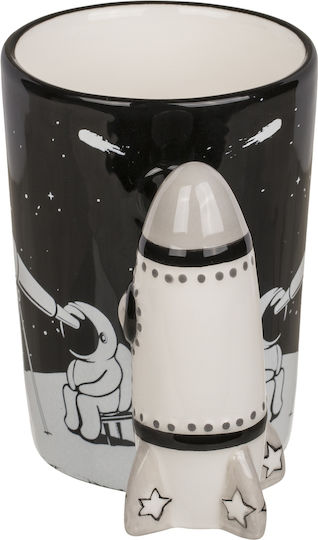 Astronaut Mug 300ml White Black Dolomite 14x12cm