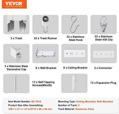 Vevor Металик Корниз 270бр White