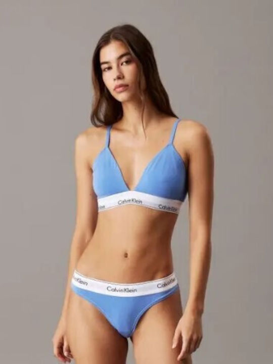 Calvin Klein Padded Bralette Light Blue White Elastic at the Bottom 53% cotton 35% modal 12% elastane Qf5650e-pwb Light Blue