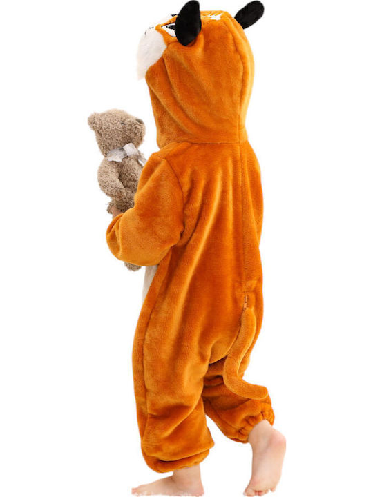 Queen Mother Kids Nightwear Onesie Winter Velvet Brown Brown Baby Fox