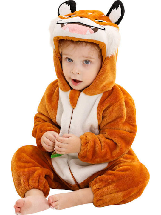 Queen Mother Kids Nightwear Onesie Winter Velvet Brown Brown Baby Fox
