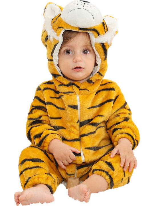 Queen Mother Kids Onesie Winter Velvet Orange Orange Tiger