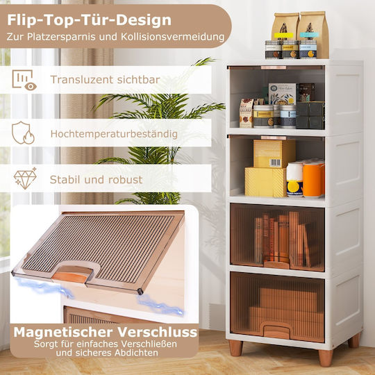 Costway Plastic Cutie de Depozitare cu Capac Maro 150lt 4buc