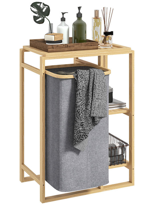 HomCom Coș De Rufe Din Bambus 50x32x70cm Gri
