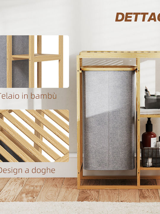 HomCom Coș De Rufe Din Bambus 50x32x70cm Gri