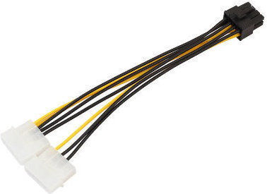 Power Cable Adapter 8 Pin PCI-e Dual Molex 4 Pin IDE Asus MSI VGA Video Graphic 18cm OEM
