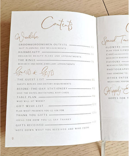 Wedding Organizer Daily Planificator White and Gold diferențiere