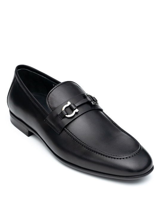 Perlamoda Men's Leather Loafers Black