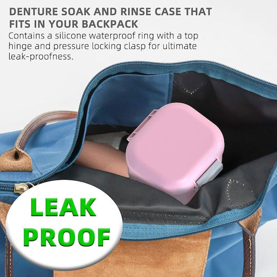 Waterproof Bathroom Case for Dentures & Braces Filter Pink