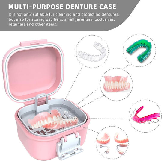 Waterproof Bathroom Case for Dentures & Braces Filter Pink