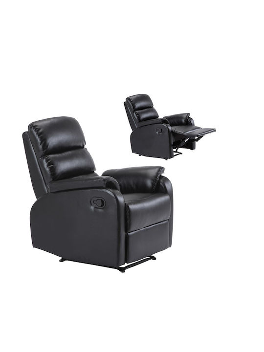 Comfort Πολυθρόνα Relax με Υποπόδιο από Δερματίνη Μαύρη 79x97x101cm