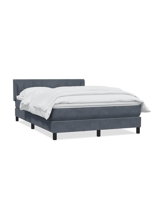 Double Upholstered Bed with Fabric Dark Grey with Slats and Mattress 160x210cm