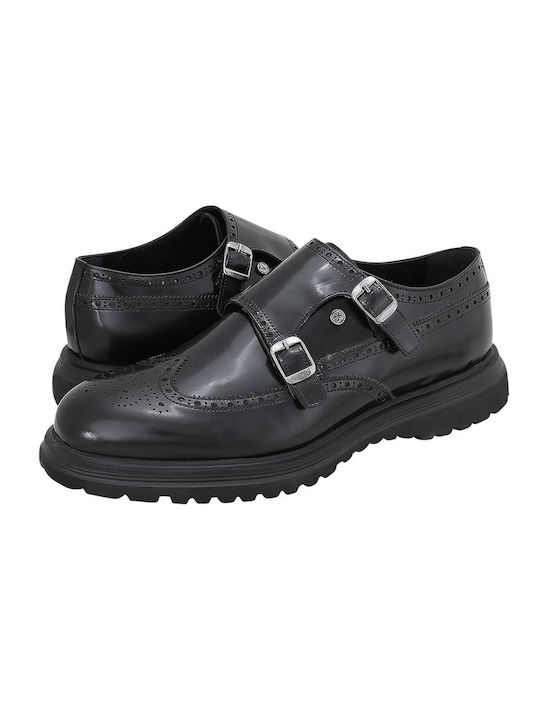 GK Uomo Men's Leather Oxfords Black