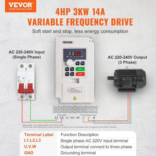 Vevor Κινητήρας Βιομηχανικών Εγκαταστάσεων BPQDQ3KW220VKM54OV7