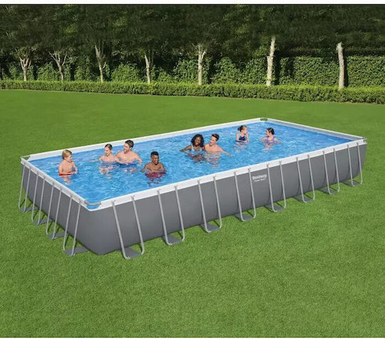 Bestway Πισίνα PVC 52.231lt με Μεταλλικό Σκελετό 956x488x132εκ. Γκρι