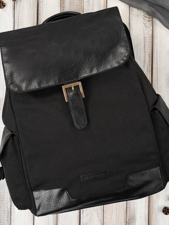 Rucsac Negru pentru Bărbați Școală A4 Laptop Rucsac de Călătorie Vegan Paolo Peruzzi