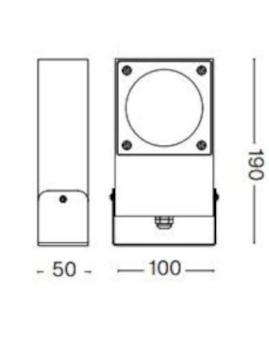 Ideal Lux Επιτοίχιος Εξωτερικός Προβολέας GX53 IP65 10x5x19εκ.