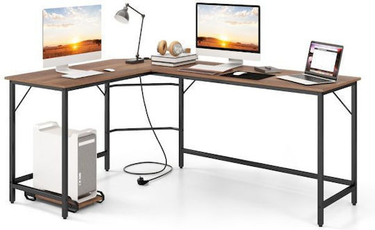 Γωνιακό Γραφείο Υπολογιστή με USB θύρες 168x50x74.5εκ. Μπεζ Γωνιακό Γραφείο Υπολογιστή με USB θύρες 168x50x74.5εκ. Μπεζ