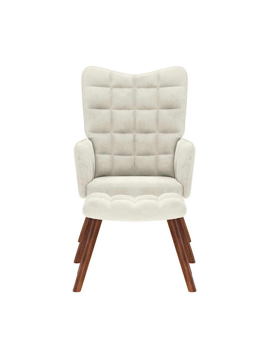 Sessel mit Fußhocker Samt Crem 61.5x69x95.5cm