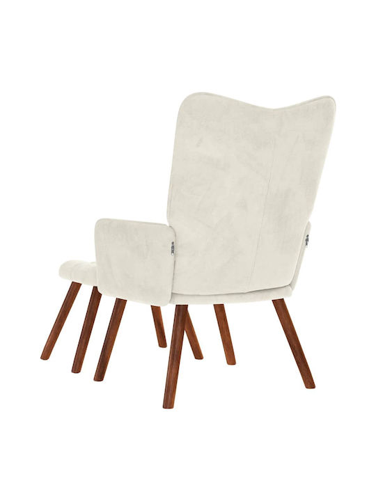 Sessel mit Fußhocker Samt Crem 61.5x69x95.5cm