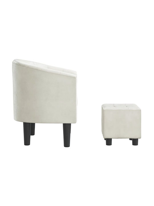 Armchair with Footstool from Leatherette White 70x56x68cm