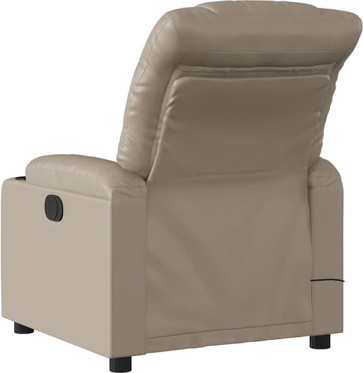 Πολυθρόνα Relax Massage με Υποπόδιο από Δερματίνη Καπουτσίνο 75.5x93x99.5cm
