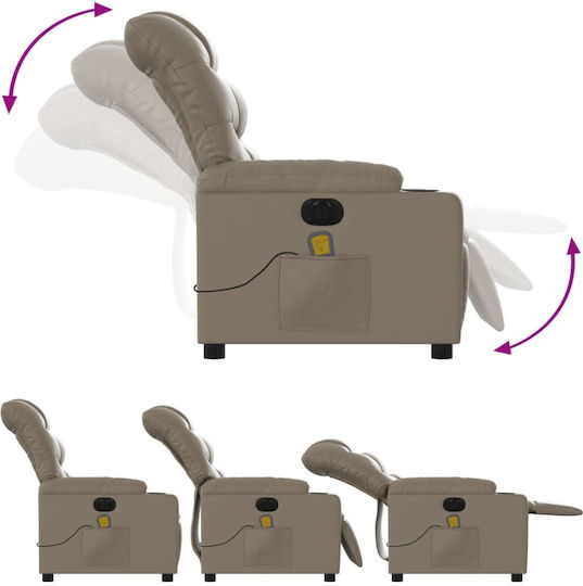 Πολυθρόνα Relax Massage με Υποπόδιο από Δερματίνη Καπουτσίνο 75.5x93x99.5cm