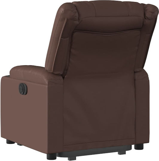 Πολυθρόνα Relax Massage με Υποπόδιο από Δερματίνη Καφέ 77x93x99cm