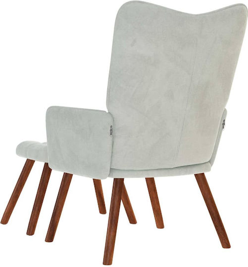 Bergère with Footstool Light Grey 61.5x69x95.5cm