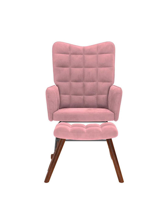 Rocking Armchair with Footstool Pink 61x78x98cm