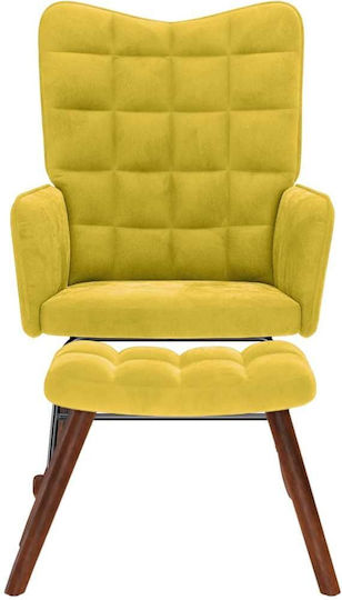 Rocking Armchair with Footstool Yellow 61x78x98cm