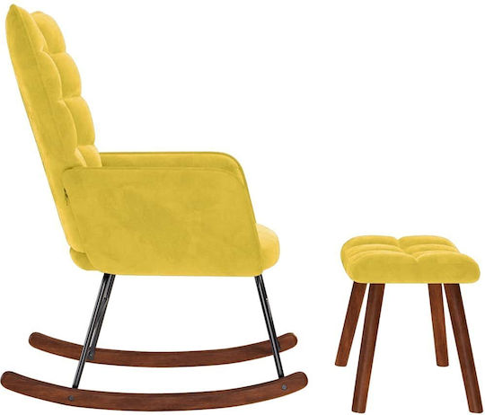 Rocking Armchair with Footstool Yellow 61x78x98cm
