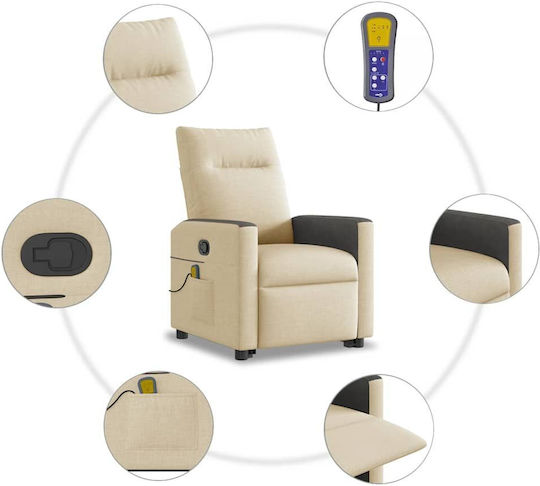 Relax Armchair Massage with Footstool Cream 50x54x100cm