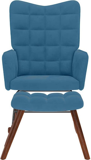 Schaukelstuhl mit Fußhocker Samt Blue 61x78x98cm