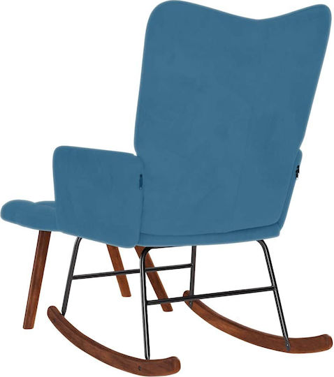 Schaukelstuhl mit Fußhocker Samt Blue 61x78x98cm