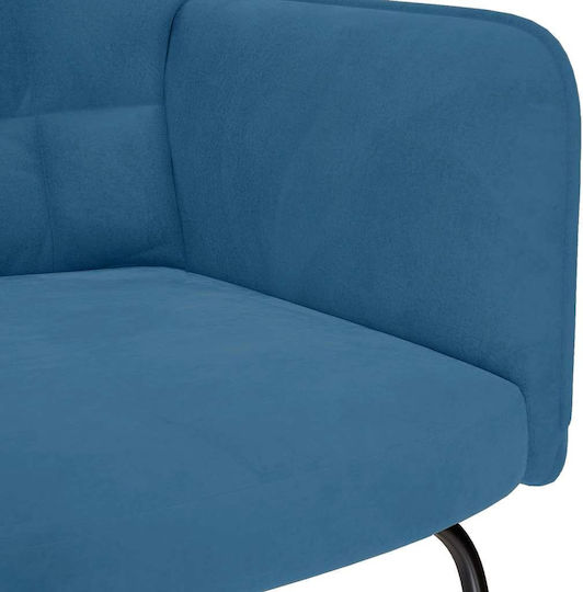 Schaukelstuhl mit Fußhocker Samt Blue 61x78x98cm