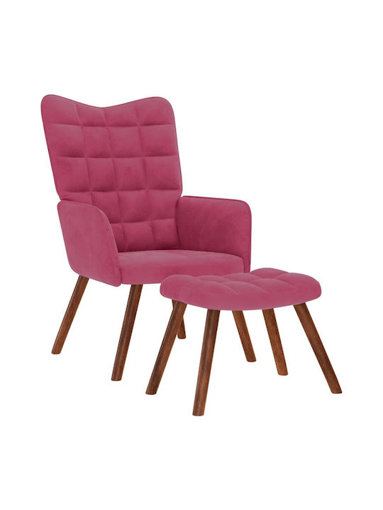 Ohrensessel mit Fußhocker Samt Bordeaux, Red 61.5x69x95.5cm