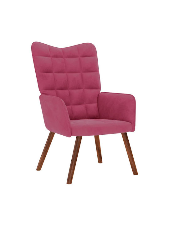 Ohrensessel mit Fußhocker Samt Bordeaux, Red 61.5x69x95.5cm