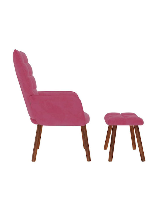 Ohrensessel mit Fußhocker Samt Bordeaux, Red 61.5x69x95.5cm